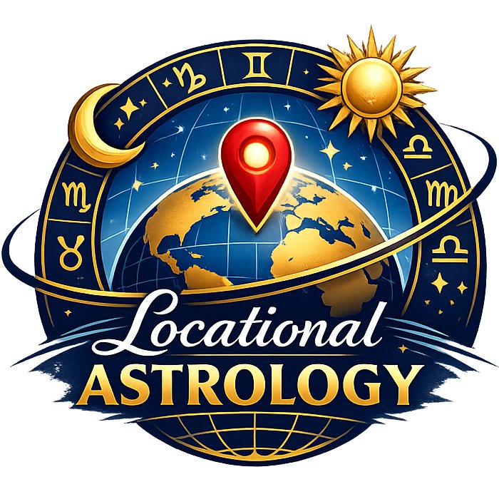 Locational astrology chart showing how planetary angles change across different geographical locations on Earth